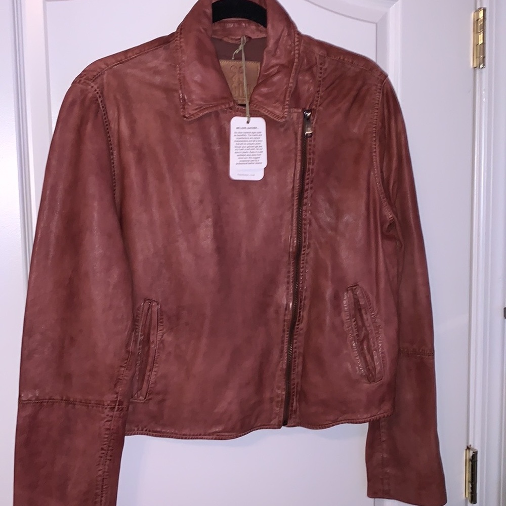HOBO Women's Leather Jacket in‎ Rust Brown